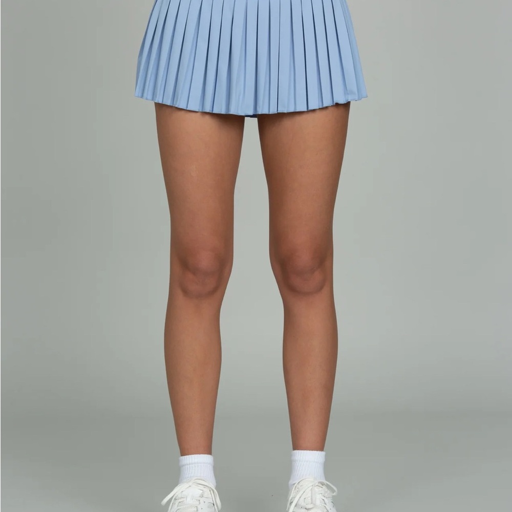 Goldhinge Light Blue Pleated Mini Skirt